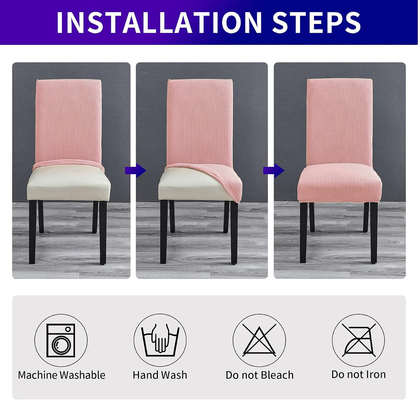 The AuraStretch Dining Chair Covers (Set of 4) – Premium Washable Slipcovers for Home & Banquet, Dusty Pink