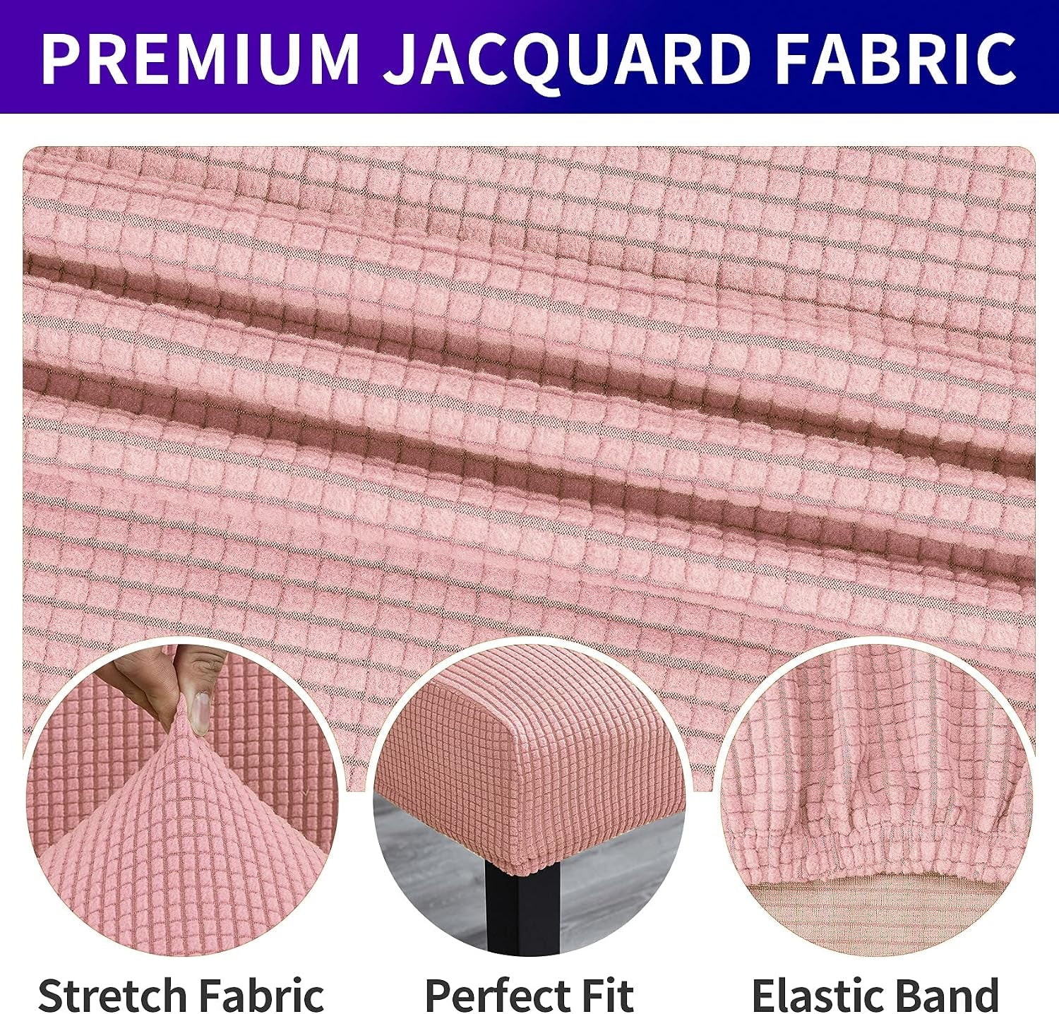 The AuraStretch Dining Chair Covers (Set of 4) – Premium Washable Slipcovers for Home & Banquet, Dusty Pink