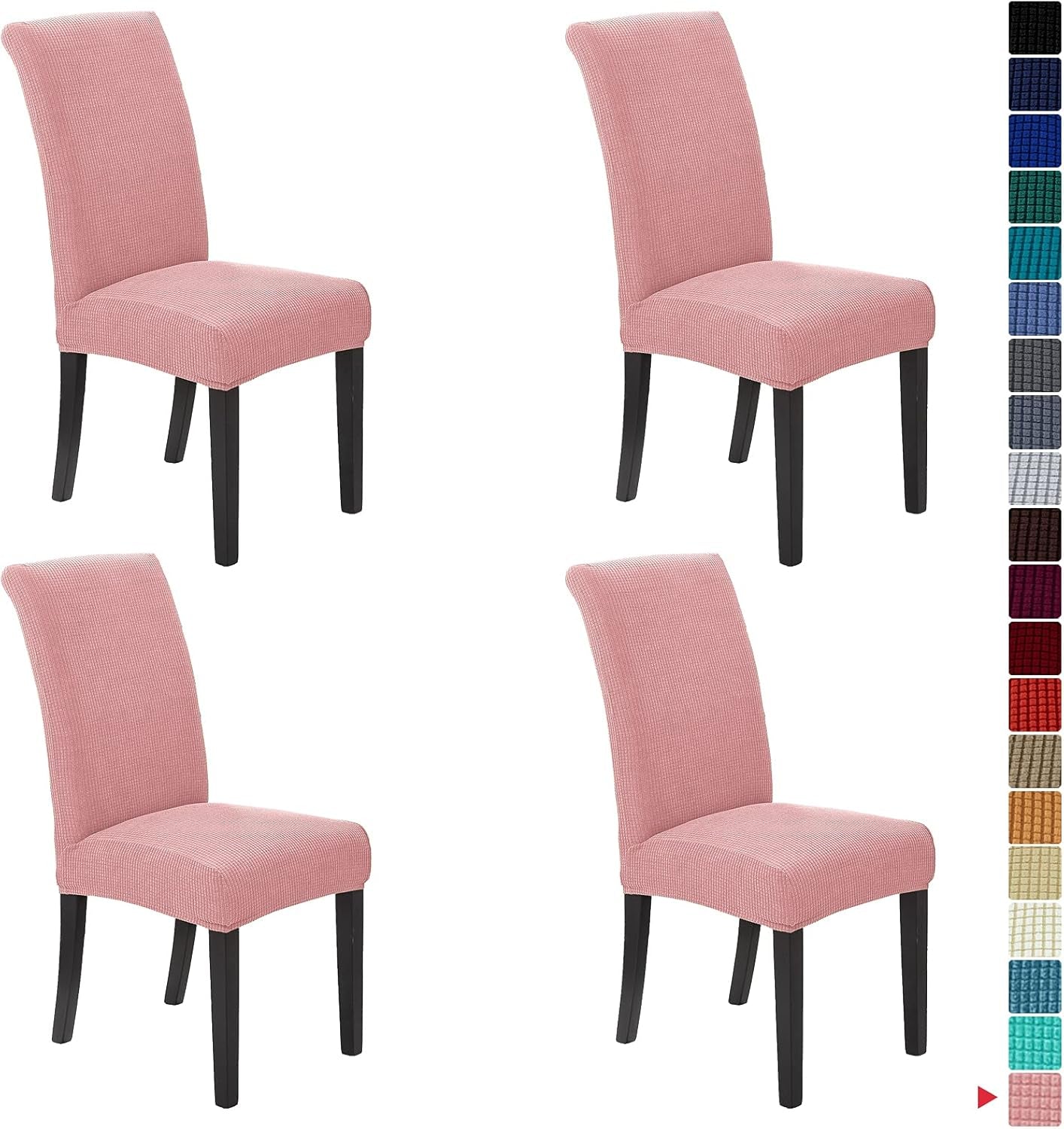 The AuraStretch Dining Chair Covers (Set of 4) – Premium Washable Slipcovers for Home & Banquet, Dusty Pink
