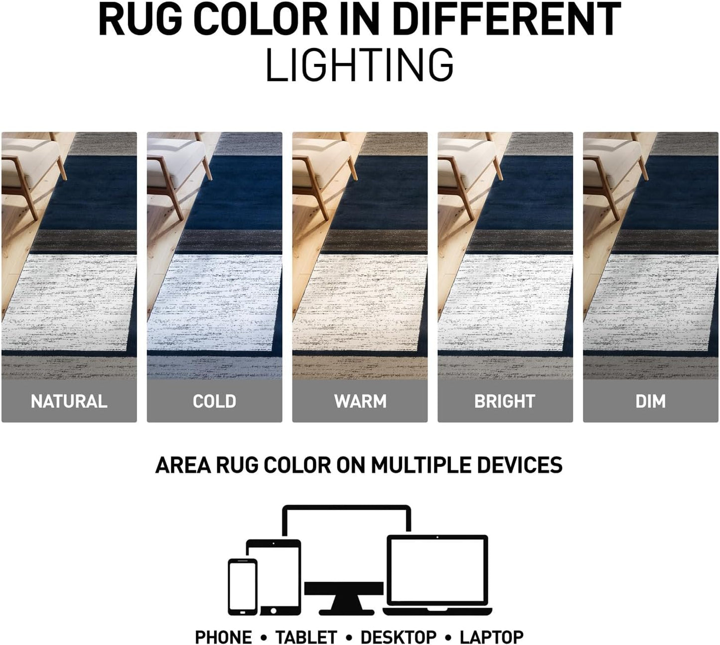 Modern Geometric Boxes Area Rug (10' x 14') – Navy Fade-Resistant Rectangular Rug for Living Room & Bedroom