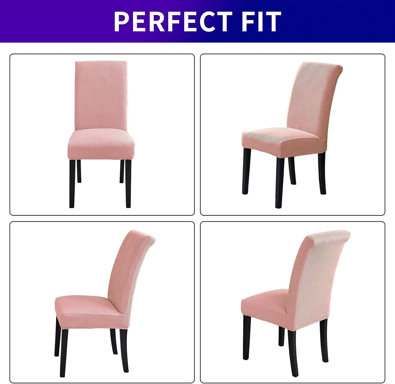 The AuraStretch Dining Chair Covers (Set of 4) – Premium Washable Slipcovers for Home & Banquet, Dusty Pink