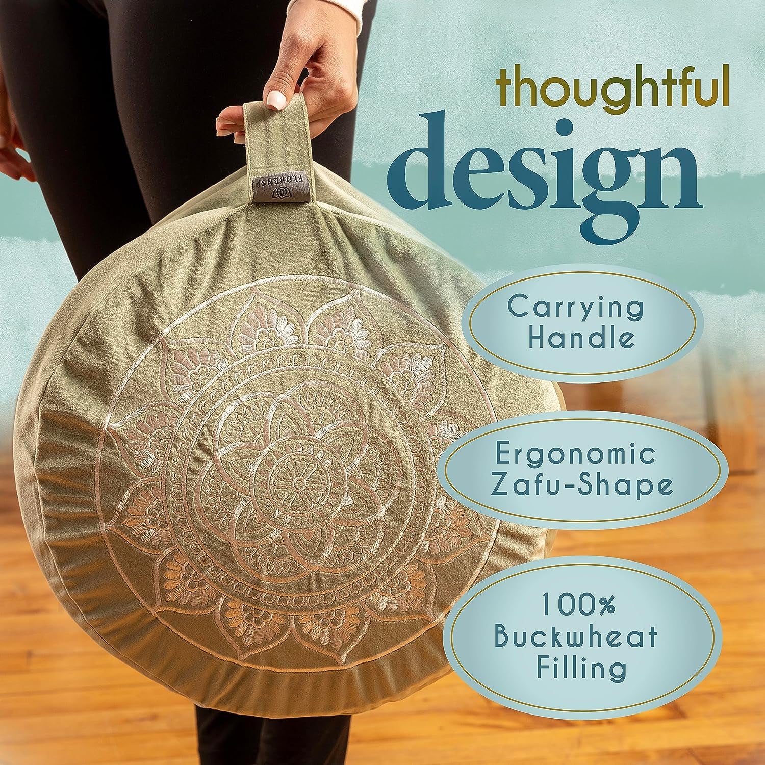 Himalayan Glow Meditation Cushion: Traditional Tibetan Velvet Floor Seating for Adults