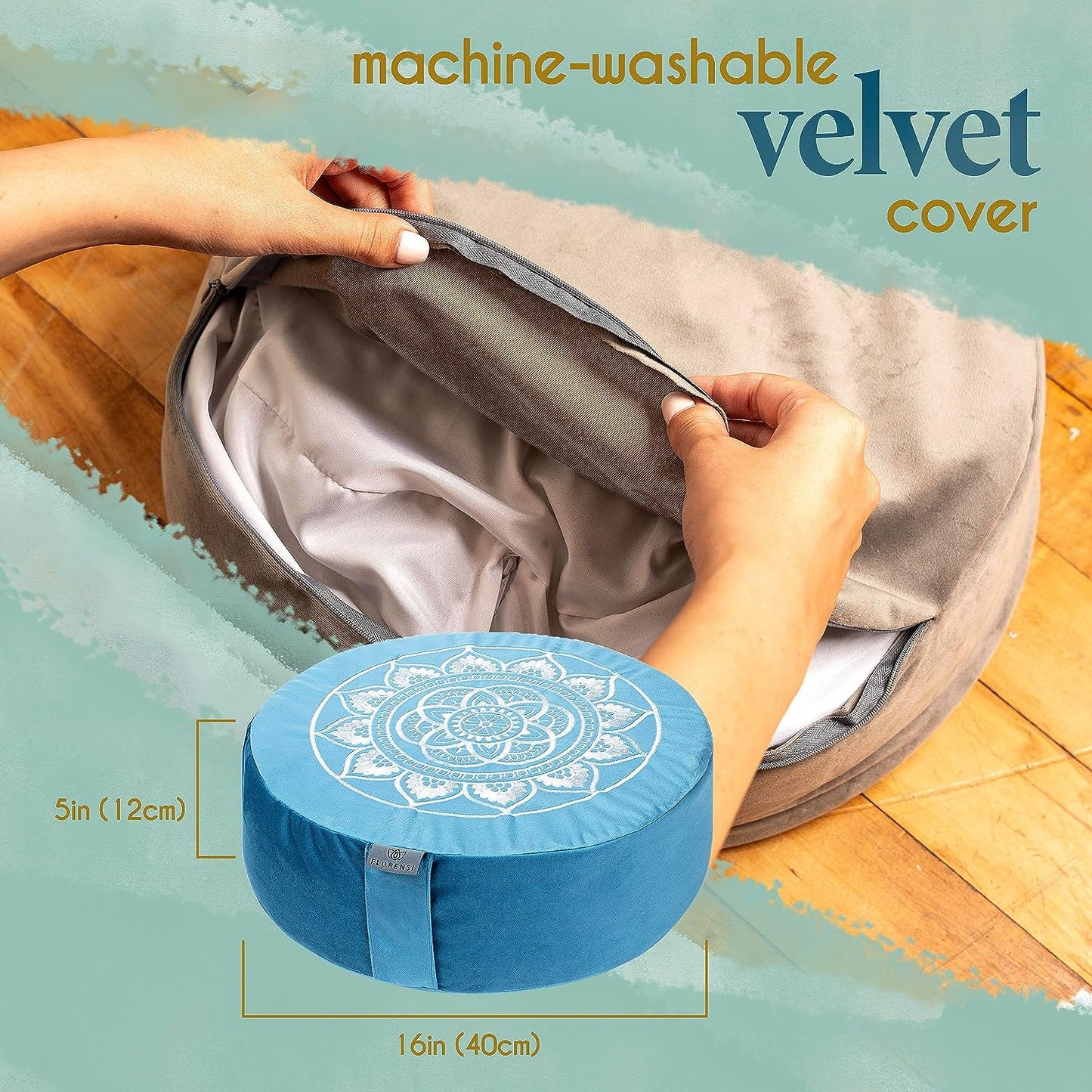 Himalayan Glow Meditation Cushion: Traditional Tibetan Velvet Floor Seating for Adults